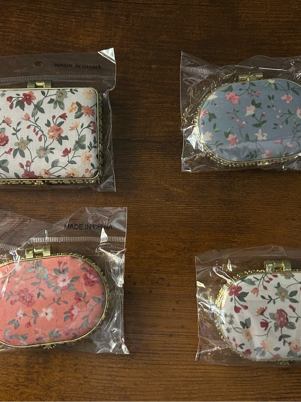 Floral Pocket double sided Mirror